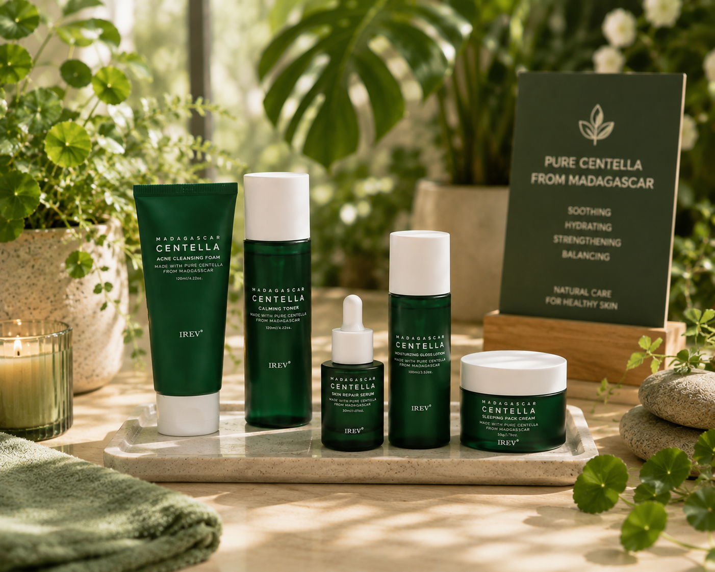 Private Label Skin Repair Centella Skin Care Kit Soothes Acne Face Care Centella Asiatica Extract Natural Facial Skin Care Set