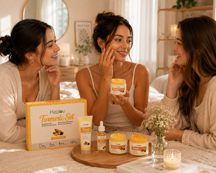 Turmeric Skincare Set - Turmeric Skin Care Products Brightening & Acne - Turmeric Skin Care Kit Turmeric Skin Care Set - Turmeric Cleanser Body Scrub Face Cream & Facial Serum