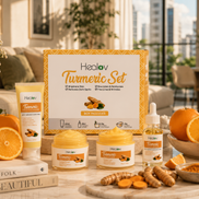 Turmeric Skincare Set - Turmeric Skin Care Products Brightening & Acne - Turmeric Skin Care Kit Turmeric Skin Care Set - Turmeric Cleanser Body Scrub Face Cream & Facial Serum