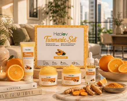 Turmeric Skincare Set - Turmeric Skin Care Products Brightening & Acne - Turmeric Skin Care Kit Turmeric Skin Care Set - Turmeric Cleanser Body Scrub Face Cream & Facial Serum