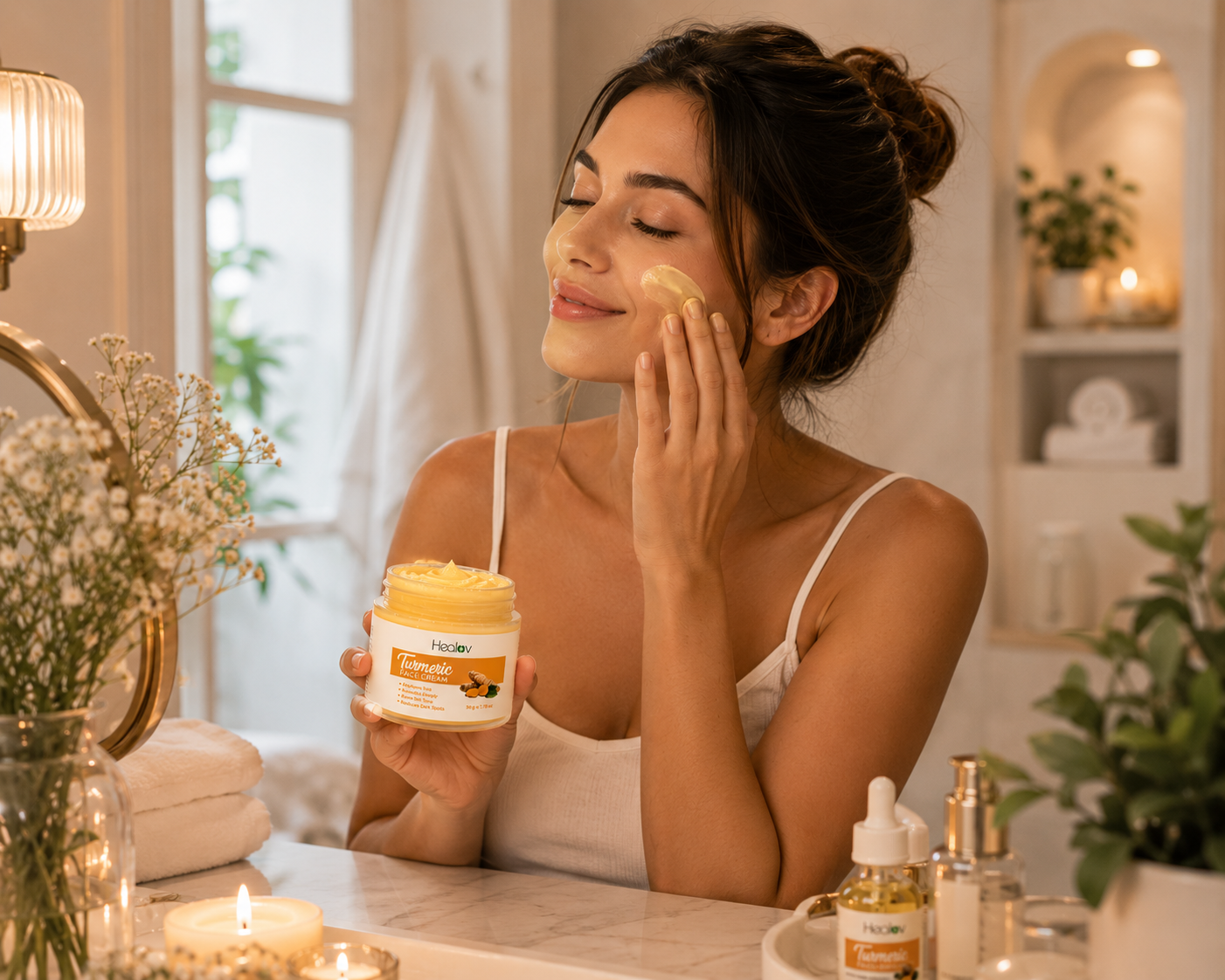 Turmeric Skincare Set - Turmeric Skin Care Products Brightening & Acne - Turmeric Skin Care Kit Turmeric Skin Care Set - Turmeric Cleanser Body Scrub Face Cream & Facial Serum