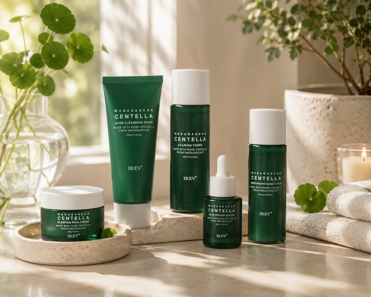 Private Label Skin Repair Centella Skin Care Kit Soothes Acne Face Care Centella Asiatica Extract Natural Facial Skin Care Set