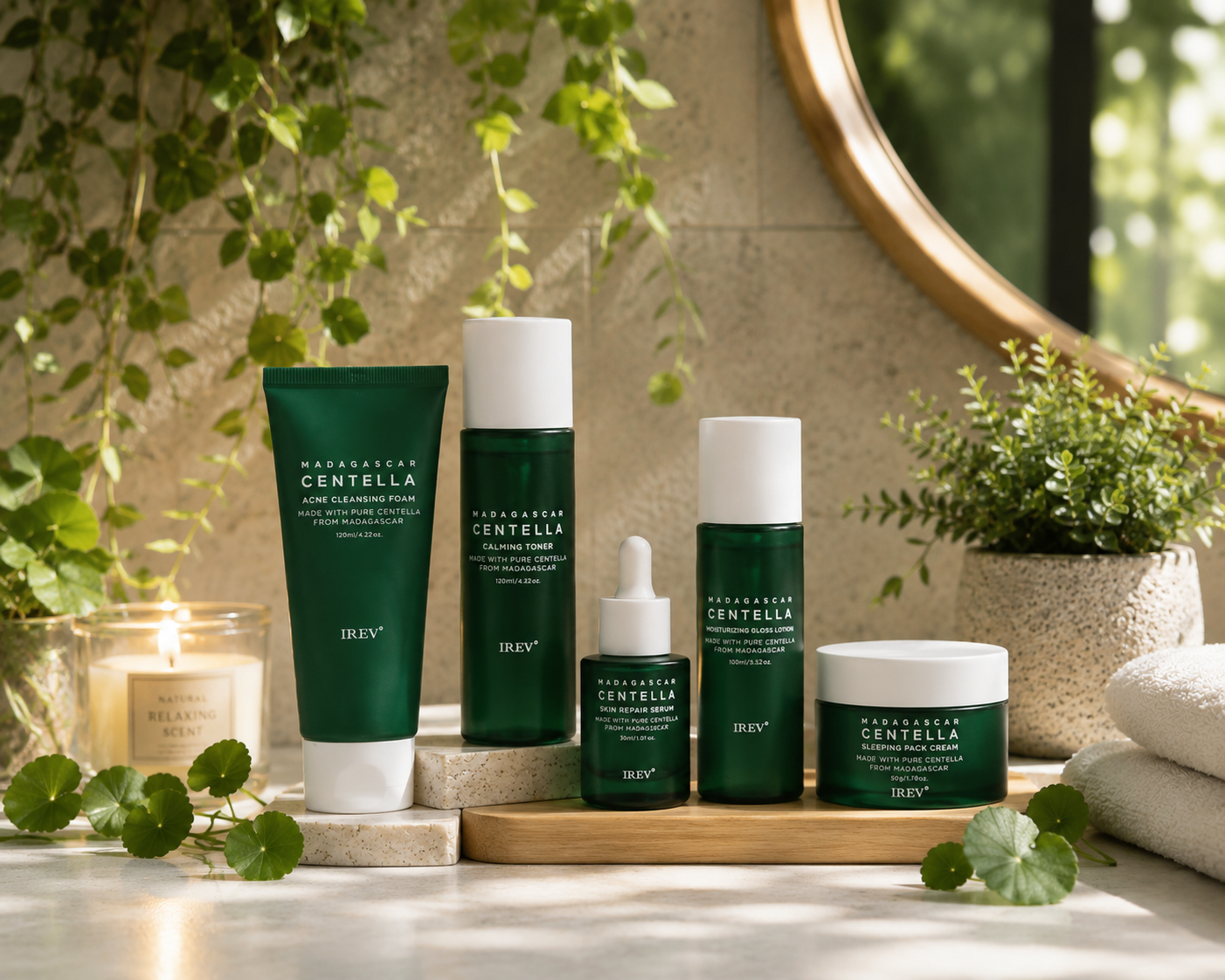 Private Label Skin Repair Centella Skin Care Kit Soothes Acne Face Care Centella Asiatica Extract Natural Facial Skin Care Set