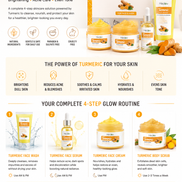 Turmeric Skincare Set - Turmeric Skin Care Products Brightening & Acne - Turmeric Skin Care Kit Turmeric Skin Care Set - Turmeric Cleanser Body Scrub Face Cream & Facial Serum