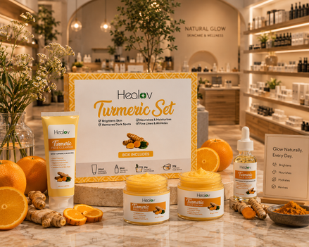 Turmeric Skincare Set - Turmeric Skin Care Products Brightening & Acne - Turmeric Skin Care Kit Turmeric Skin Care Set - Turmeric Cleanser Body Scrub Face Cream & Facial Serum