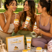 Turmeric Skincare Set - Turmeric Skin Care Products Brightening & Acne - Turmeric Skin Care Kit Turmeric Skin Care Set - Turmeric Cleanser Body Scrub Face Cream & Facial Serum