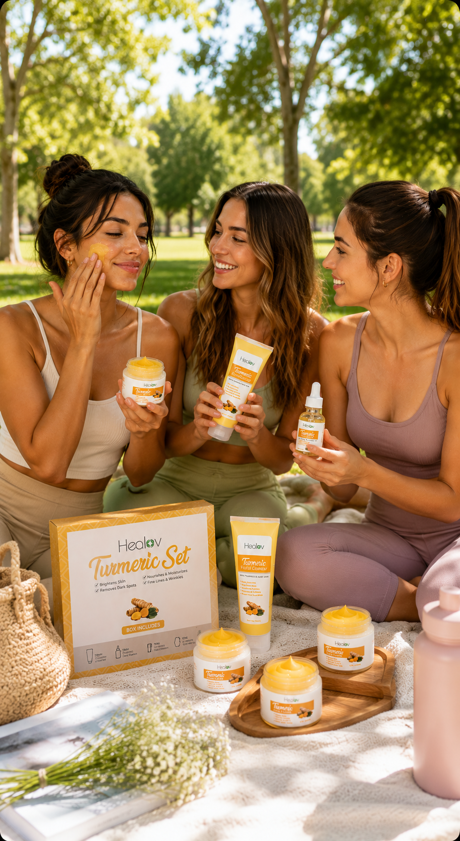 Turmeric Skincare Set - Turmeric Skin Care Products Brightening & Acne - Turmeric Skin Care Kit Turmeric Skin Care Set - Turmeric Cleanser Body Scrub Face Cream & Facial Serum