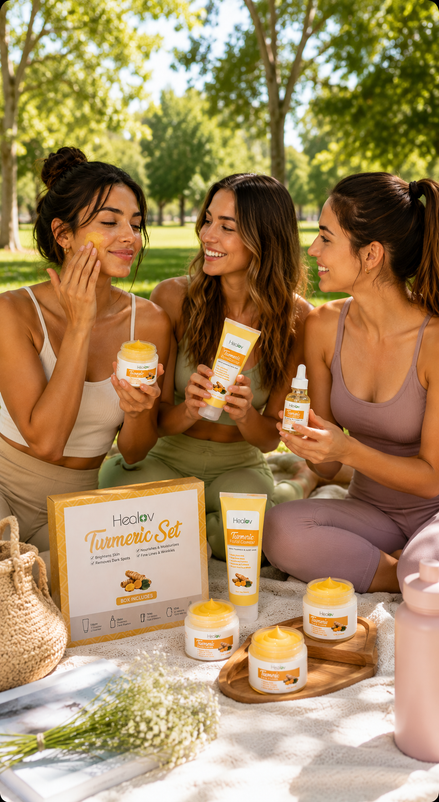 Turmeric Skincare Set - Turmeric Skin Care Products Brightening & Acne - Turmeric Skin Care Kit Turmeric Skin Care Set - Turmeric Cleanser Body Scrub Face Cream & Facial Serum